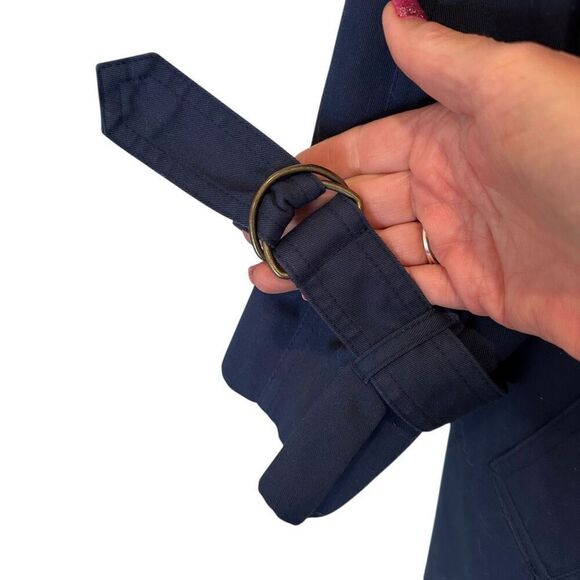 Misty Harbor Button Front Lined Trench Coat Navy Blue Size 16 - Picture 5 of 6